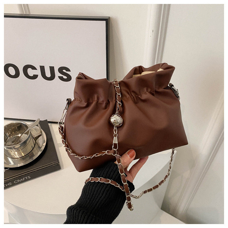 Hobo Purse Chain Strap Ruched Shoulder Handbag for Everyday