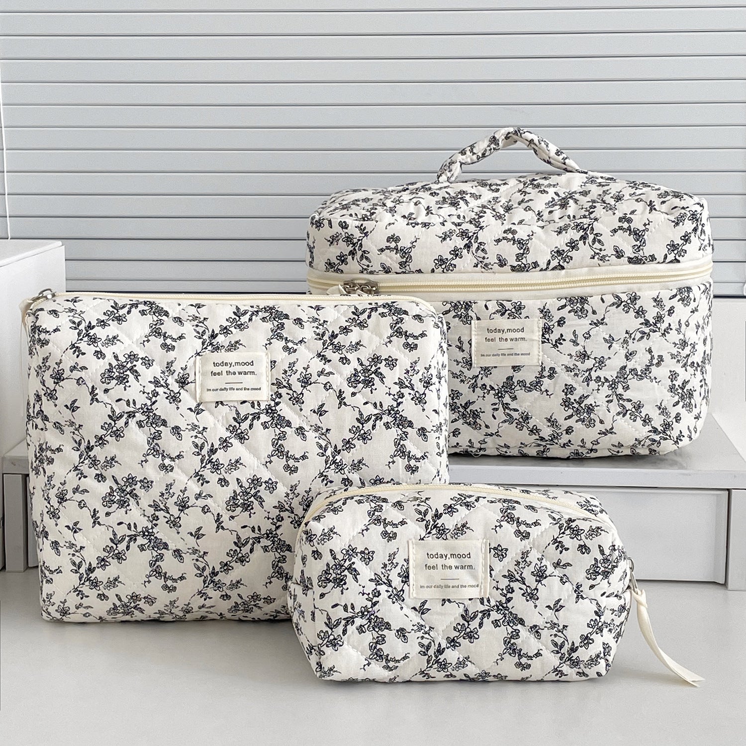 Multi-Pattern Palace Quilted Cosmetic Clutch and Octagonal Set