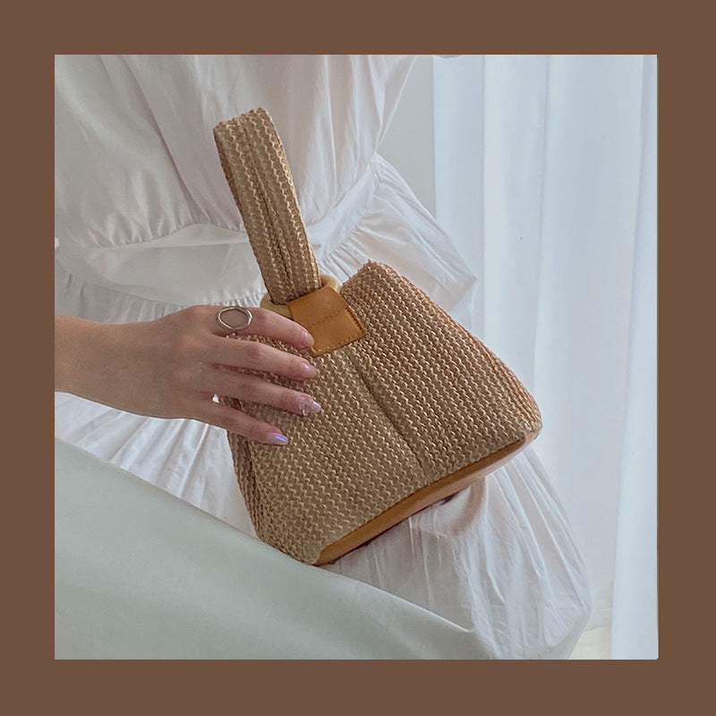 Cute Straw Chain Shoulder Woven Bag for Girls