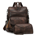 Women Winter New Vintage Fashion Large Two Tone Tassel Backpack