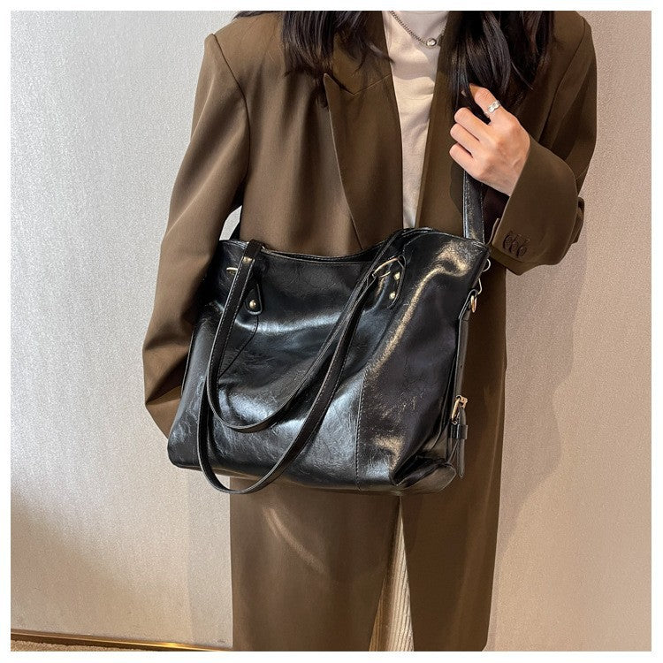 Vintage PU Leather Large Capacity Shoulder Handbag Tote Bag