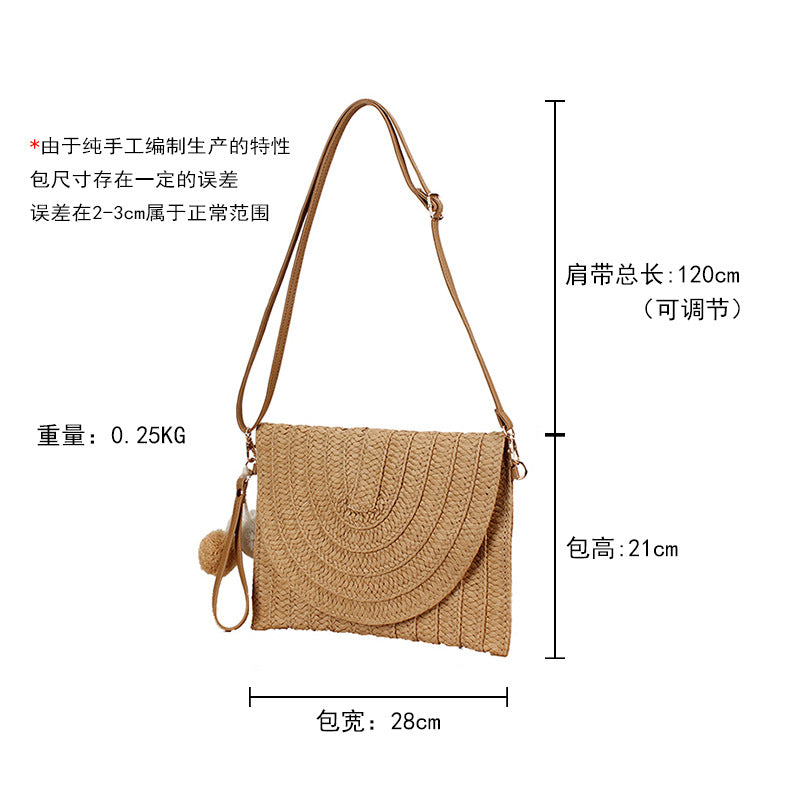 Dropshipping New Style Simple Fashion Handmade Paper Rope Woven Bag Seaside Vacation Beach Bag Daily Casual Women'S Bag