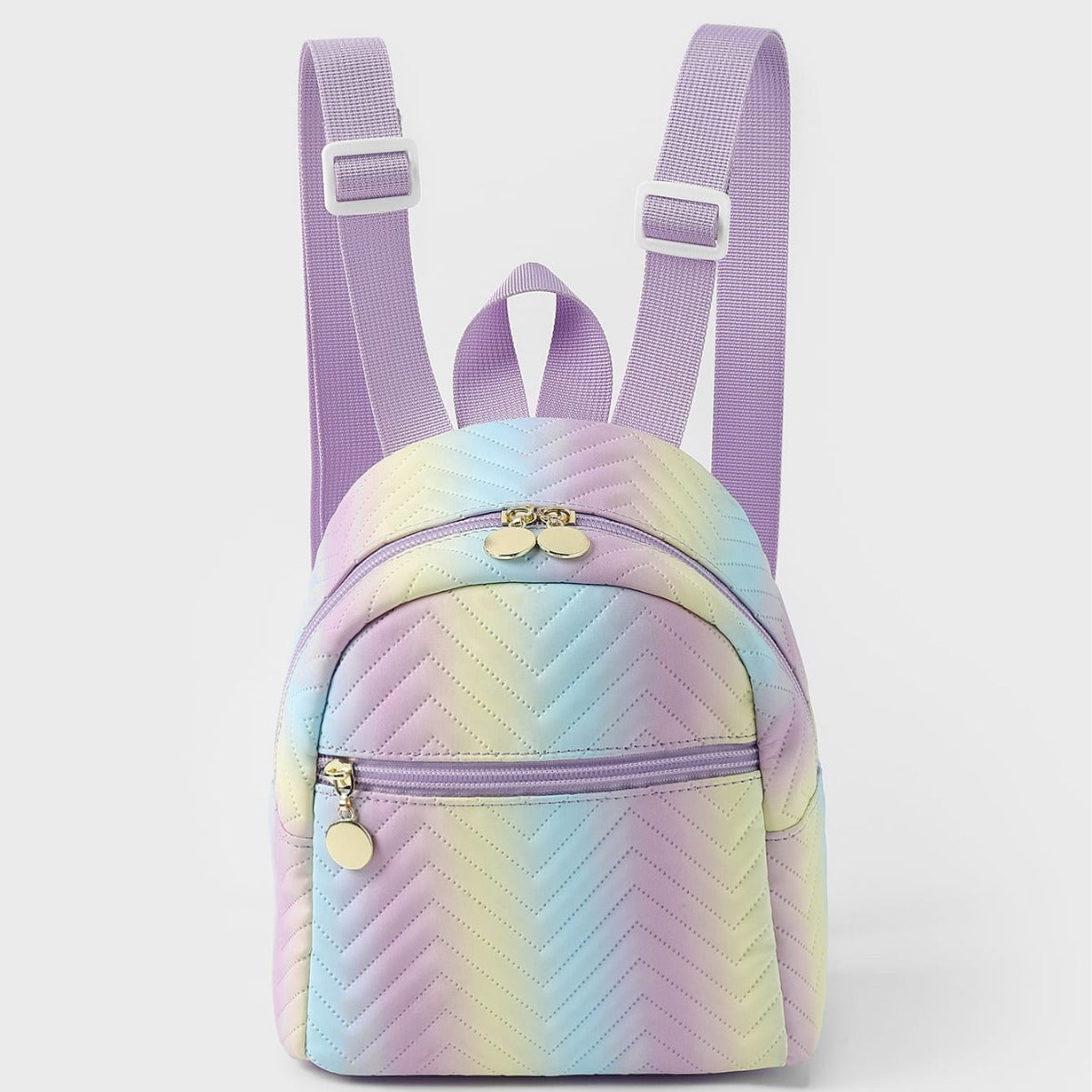 Rainbow Multicolor Pu Quilted Mini Backpack