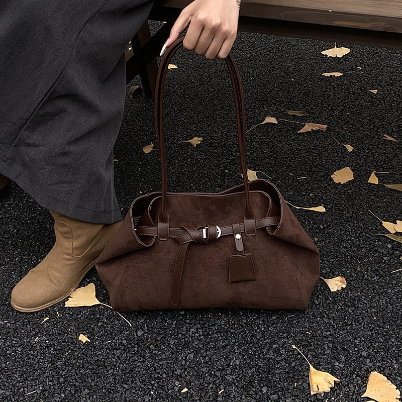 Women Suede Retro Crossbody Tote Bag