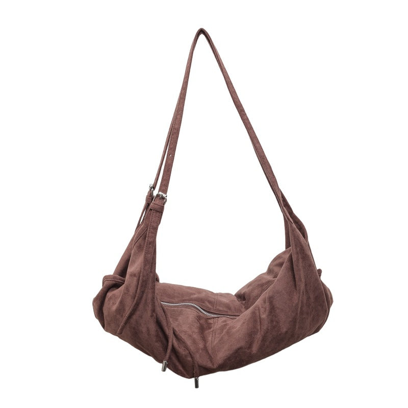 Soft Suede Look Slouchy Hobo Shoulder Bag
