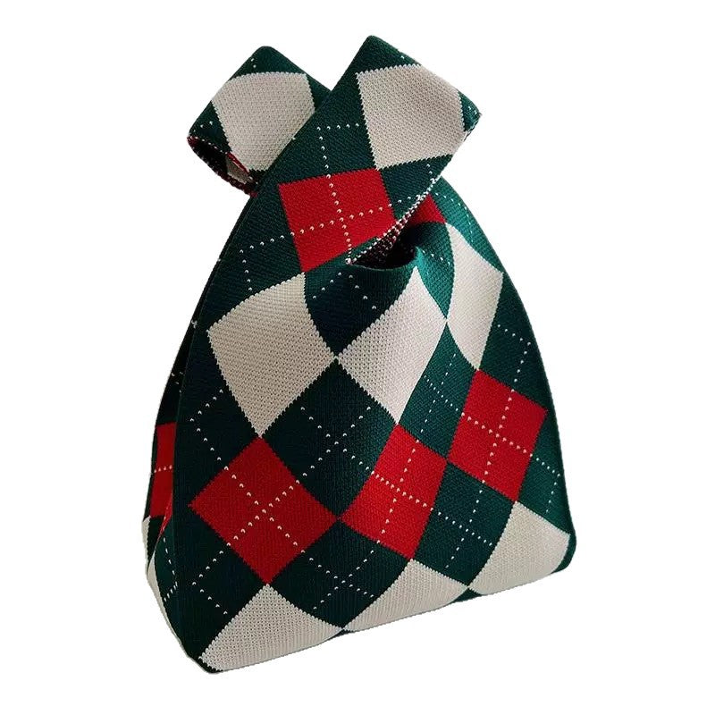 Colorful Geometric Knit Tote With Wide Handles