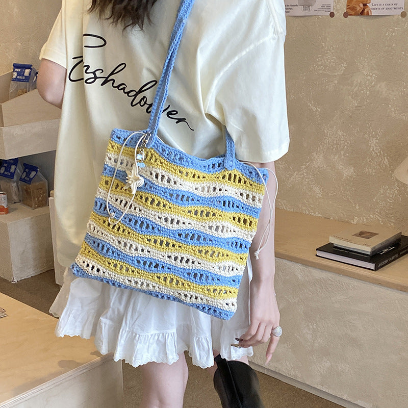 2026 New Lazy Shoulder Unique Casual Woven Large Tote Beach Bag
