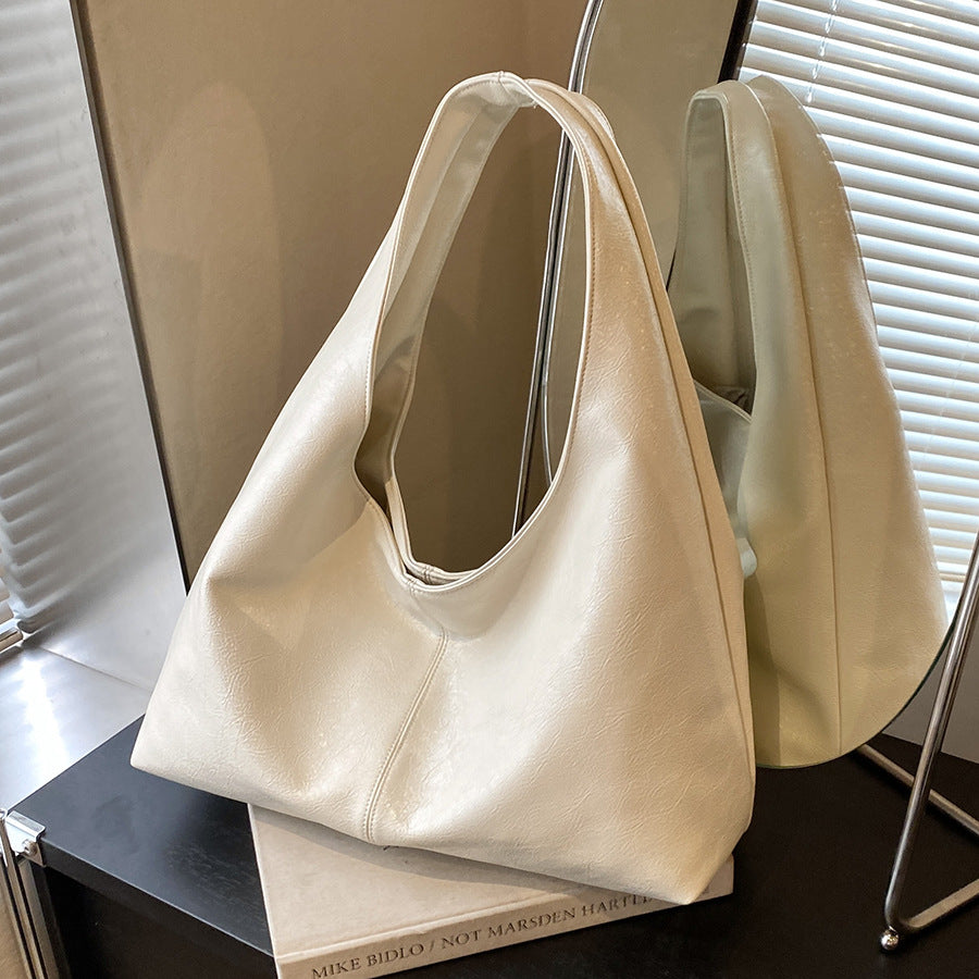 Glossy Wide Strap Hobo Shoulder Bag