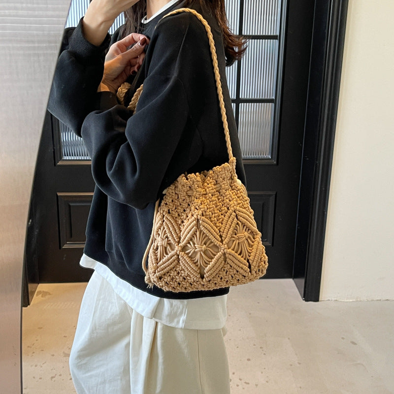 Women Woven Large 2026 New Fashion Crossbody Unique Bucket Bag