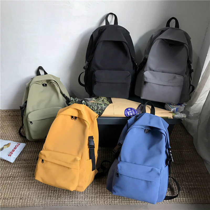 Solid Color Nylon Lightweight School Backpack