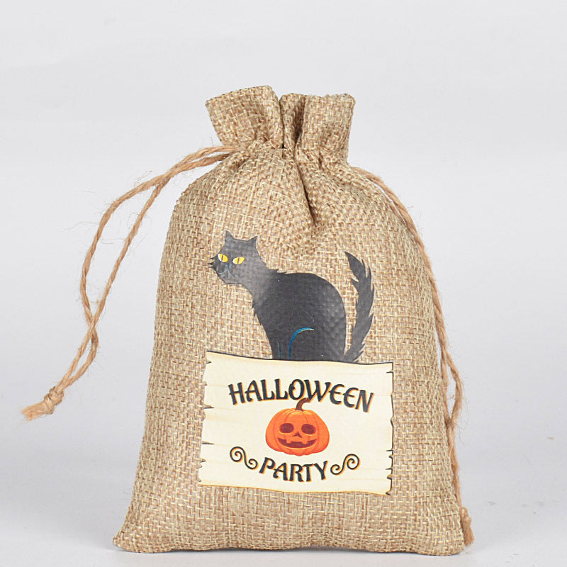 Customizable Halloween Burlap Drawstring Gift Bags