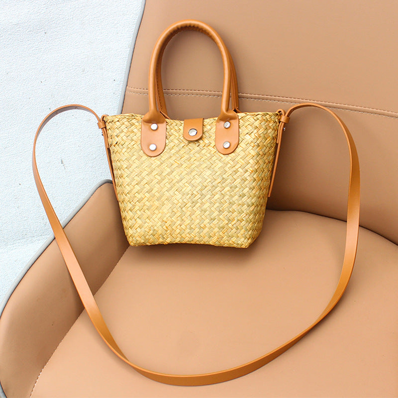Woven Straw Mini Square Crossbody Bag