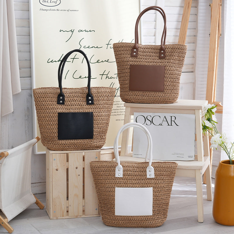 Handmade Straw Large Capacity Woven Beach Tote Bag
