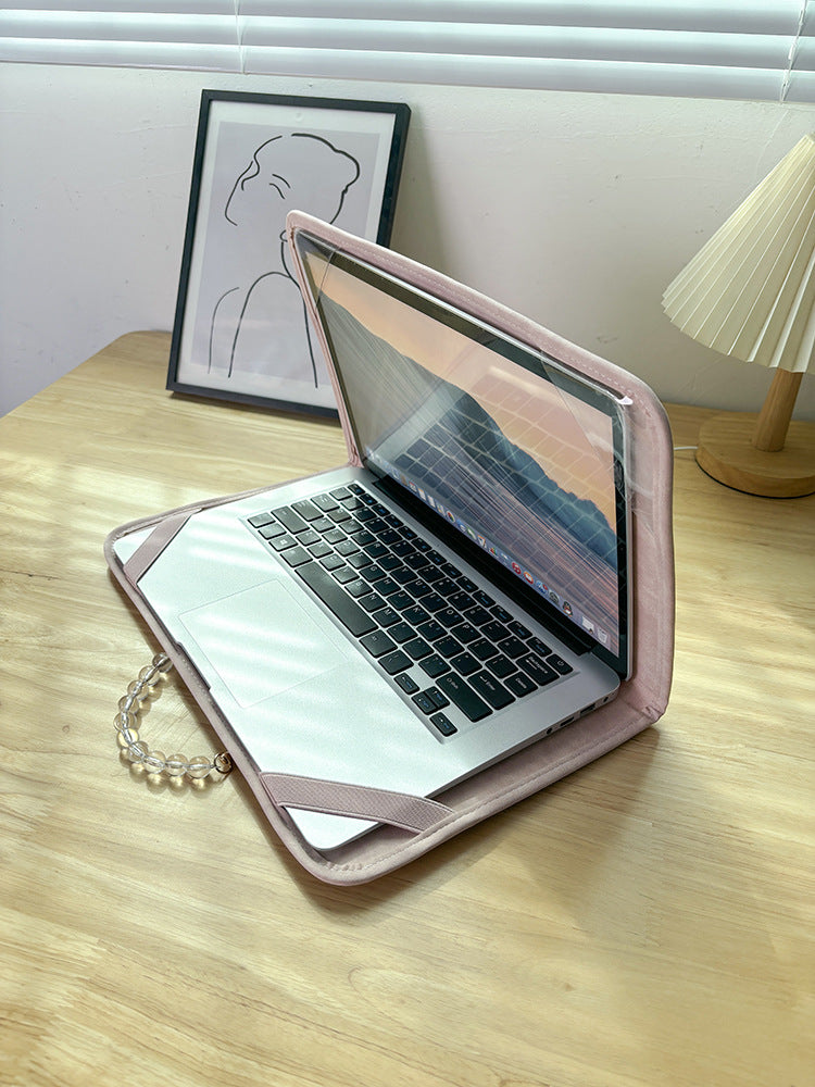 Cute Bear Laptop Sleeve with Acrylic Bead Handle