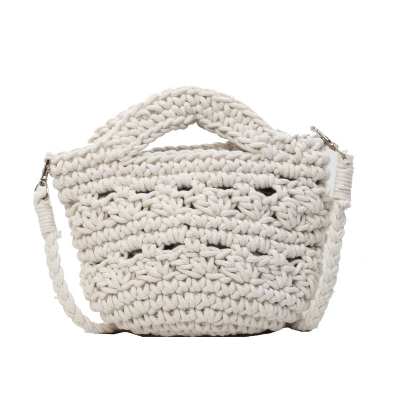 Women 2026 New Handmade Woven Bucket Crossbody Beach Bag