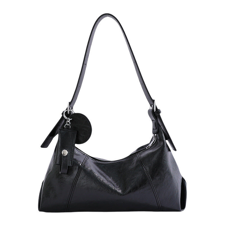 Soft PU Leather Hobo Shoulder Bag with Stitching Details