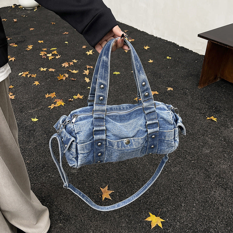 Women 2026 Punk Denim Bag, Large Capacity Crossbody Tote