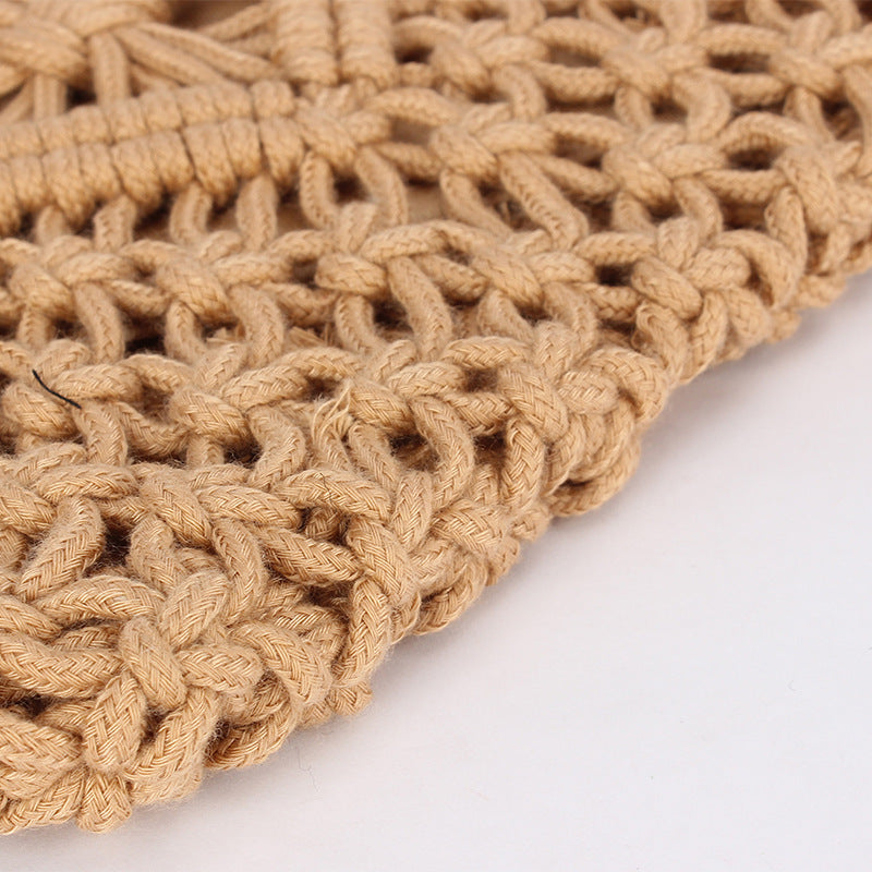 Women Retro Tassel Cotton Rope Woven Crossbody Beach Bag