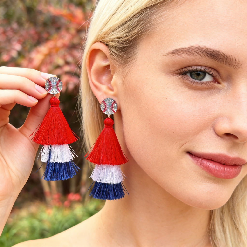 World Cup Independence Day Tassel Earrings