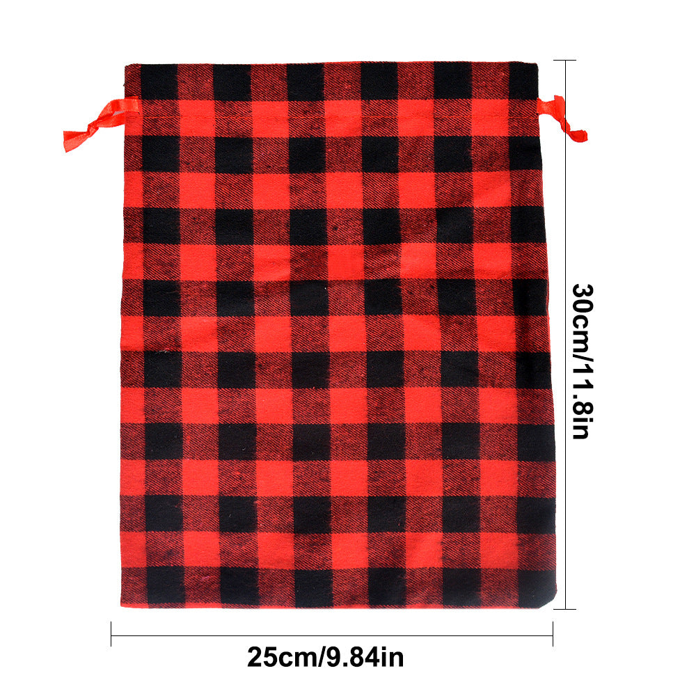 Red Buffalo Plaid Christmas Drawstring Gift Bags