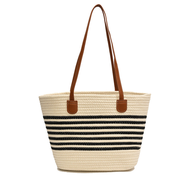 Women New Trendy Woven Beach Large Shoulder Tote Handheld Bag