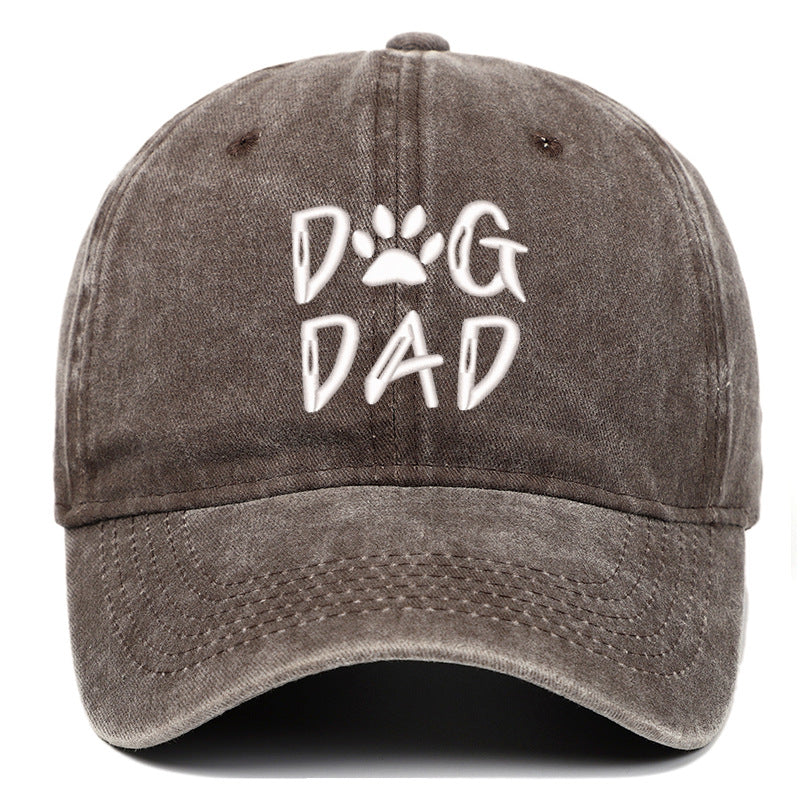 Washed Pure Cotton Embroidered Large Brim Cap