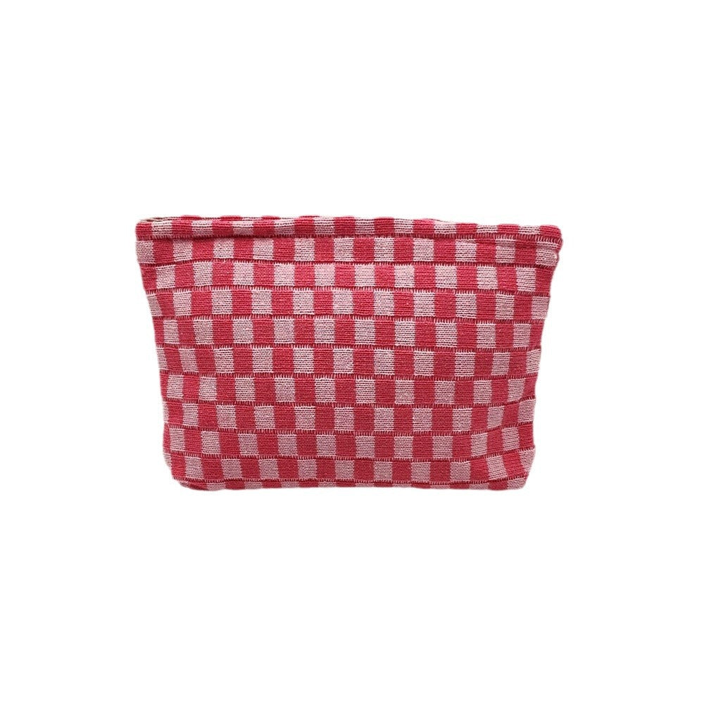 Knitted Checkerboard Cosmetic Bag Large Capacity Plaid Toiletry Bag