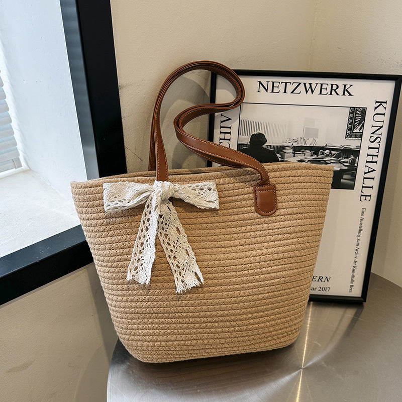 Trendy Large Woven Straw 2026 Spring Casual Unique Beach Shoulder Bag