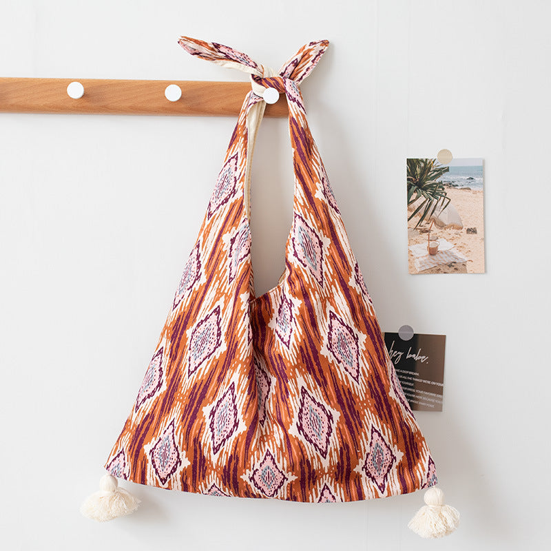 Original Ethnic Pattern Tie Strap Large Casual Shoulder Bag