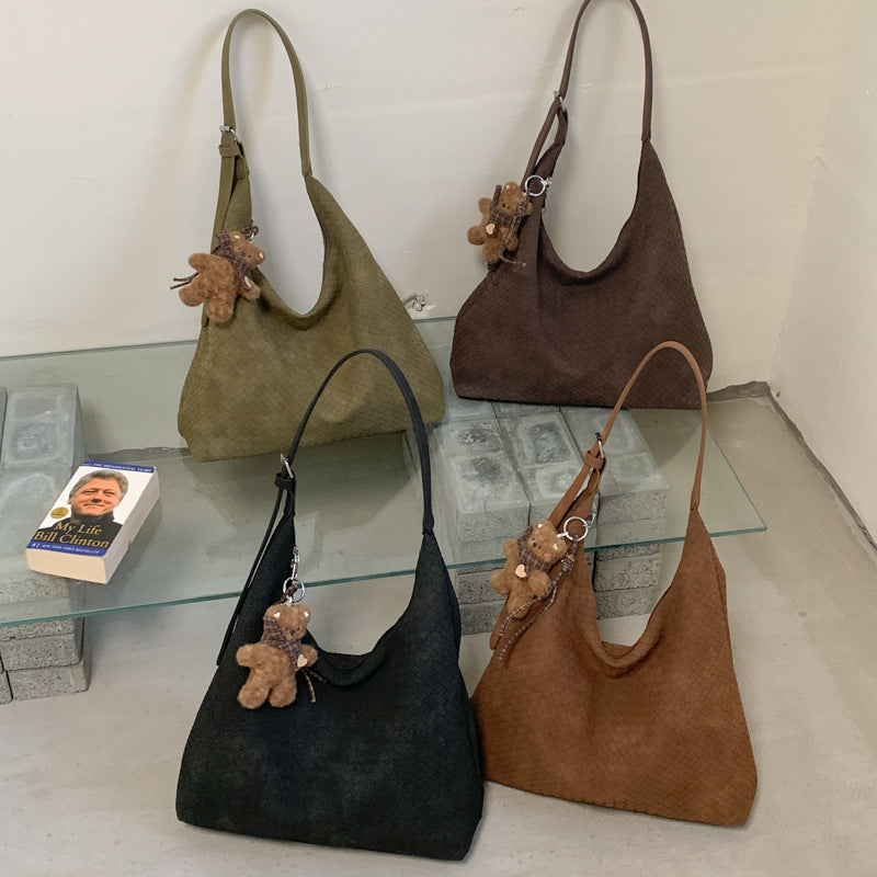 Soft Texture Woven Hobo Shoulder Bag with Adjustable Strap