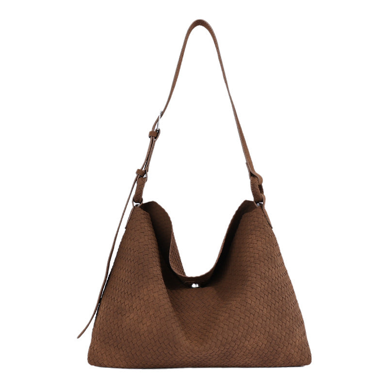 Soft Woven Shoulder Bag with Adjustable Strap and Removable Pouch