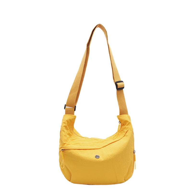 Japanese Simple Women'S Crossbody Bag Large Capacity Solid Color Versatile Dumpling Bag Lightweight Commuter Student Class Shoulder Bag