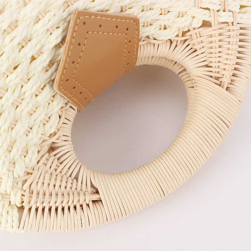 Cute Rattan Shell Bag, Casual Straw Vacation Beach Bag