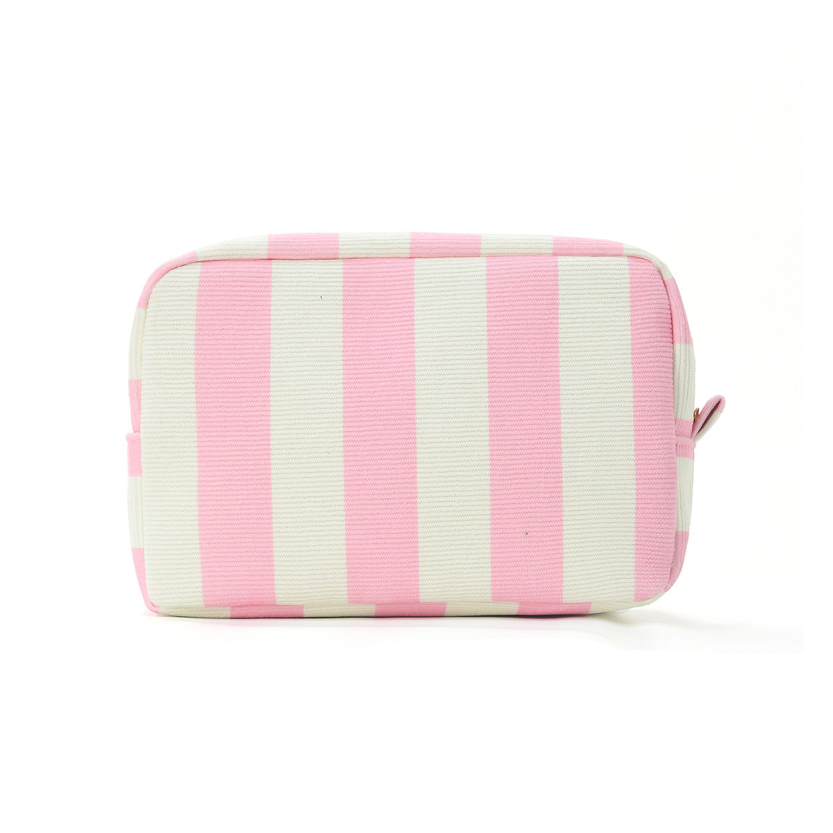 Corduroy Contrast Stripe Vertical Large Opening Octagonal Cosmetic Bag