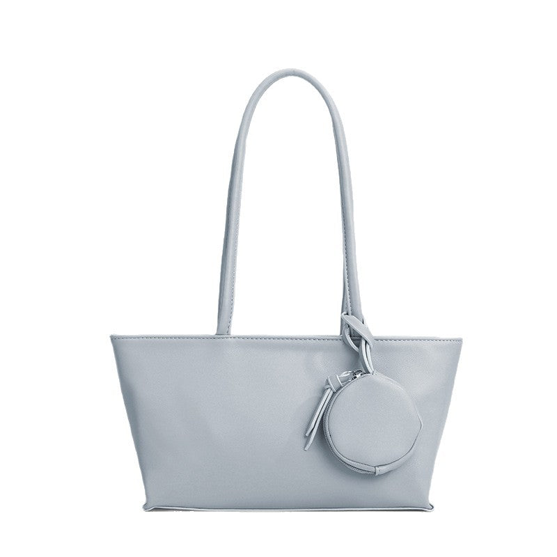 Minimalist PU Leather Shoulder Tote Bag with Coin Pouch