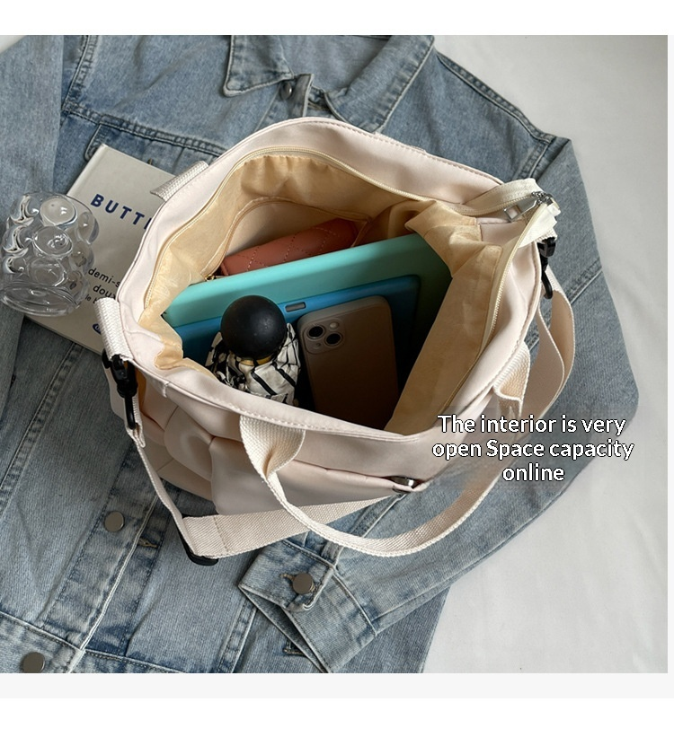 Large-Capacity Multi-Pocket Convertible Nylon Shoulder Tote Bag