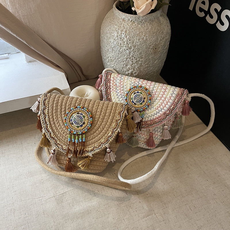 Ethnic Bohemian Woven Trend Versatile Saddle Crossbody Women Bag