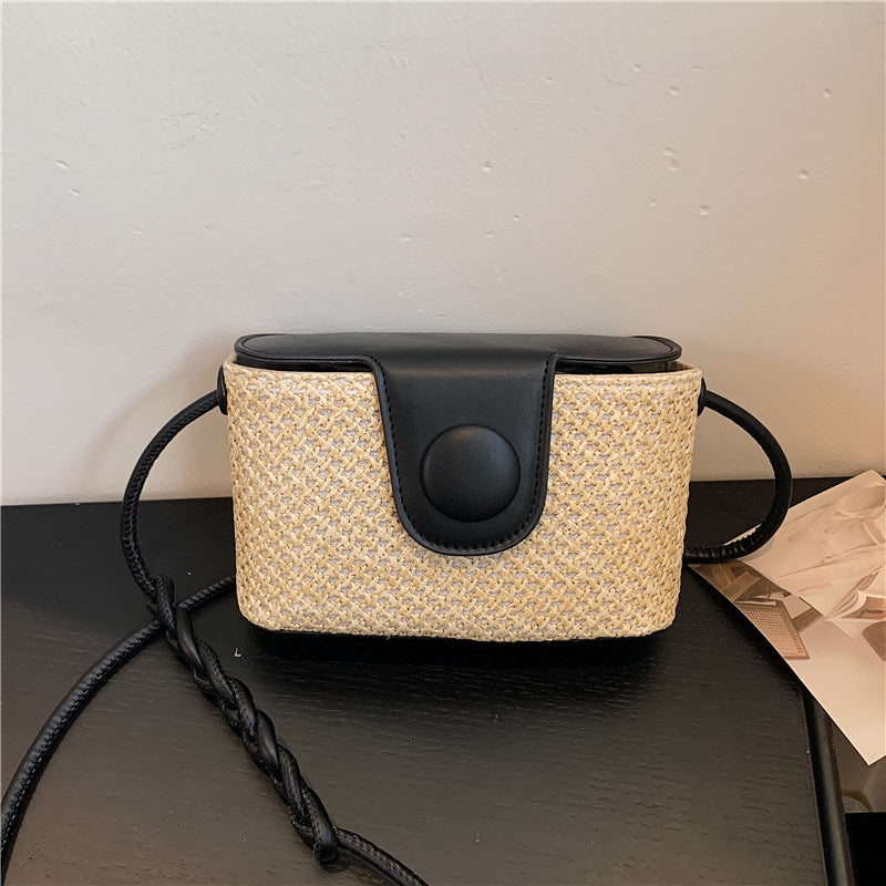 Women Island Woven Box Straw 2026 New Stylish Shoulder Crossbody Bag