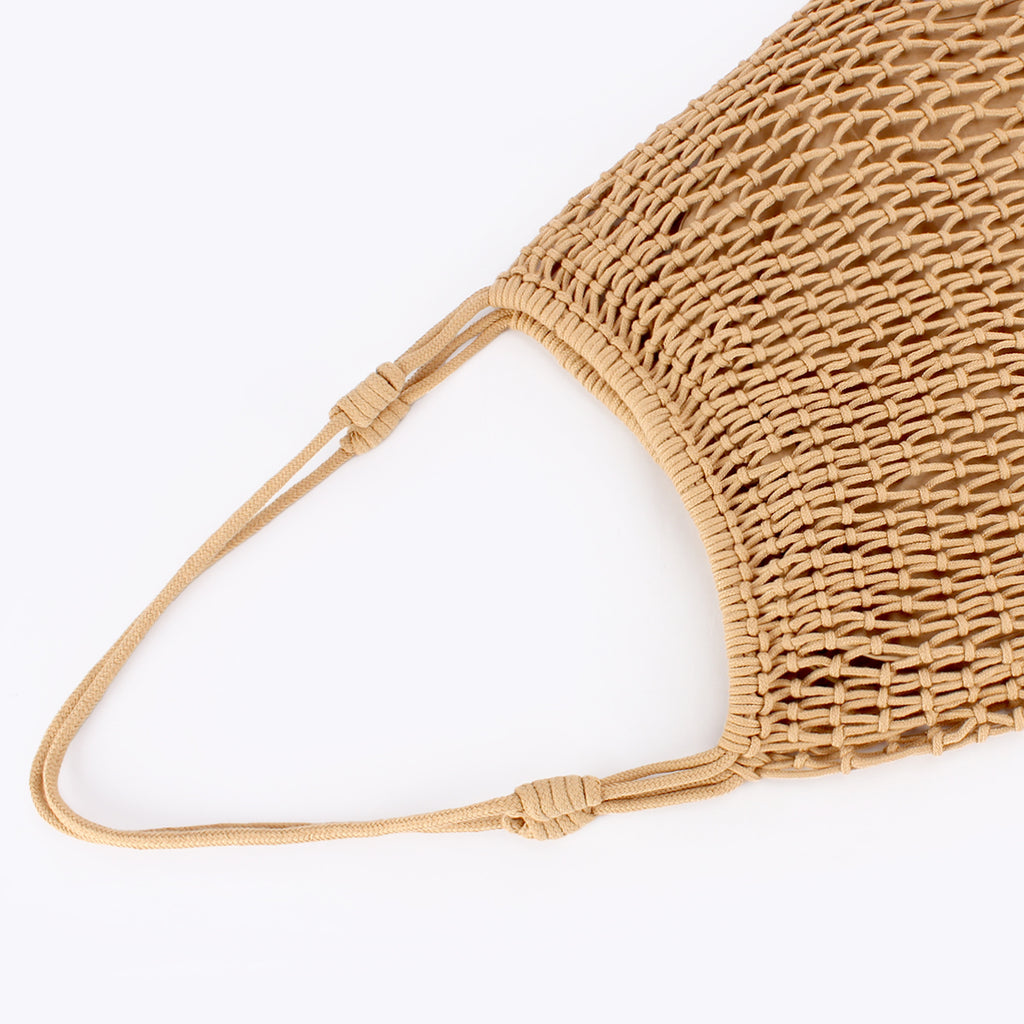Oversized Boho Handwoven Cotton Rope Net Shoulder Bag with Inner Lining
