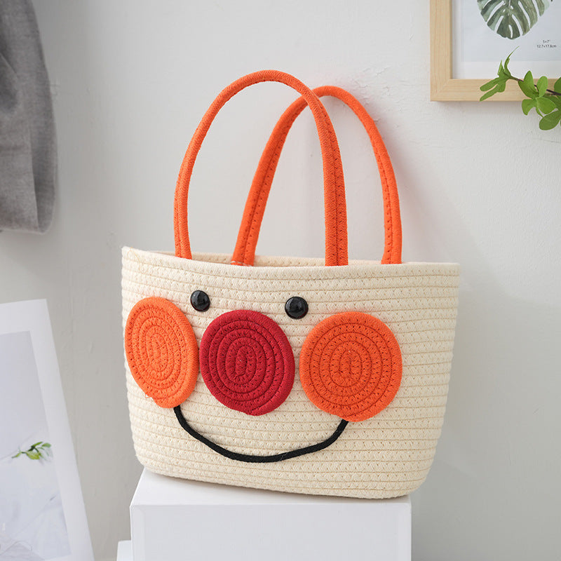 Cartoon Cotton Rope Woven Tote Bag