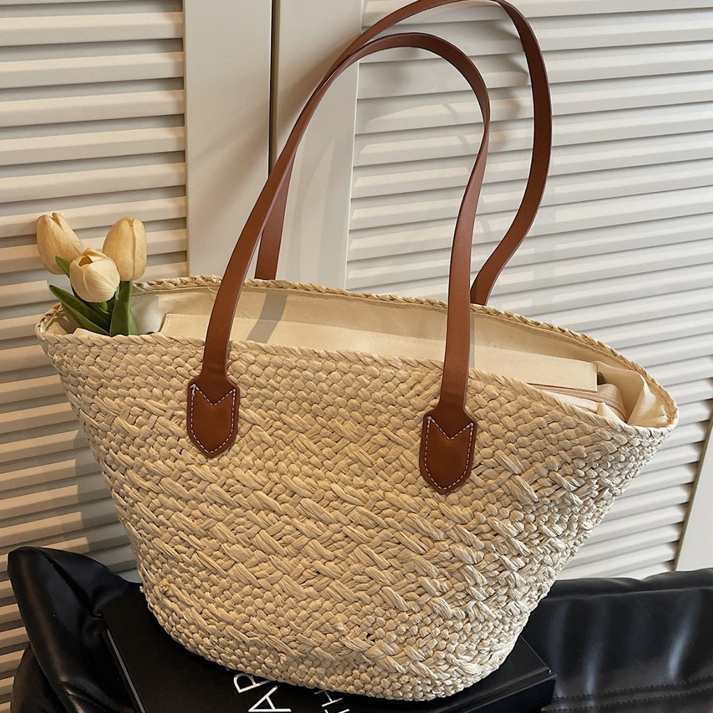 Women Relaxed Large Straw 2026 Casual Beach Handheld Shoulder Tote Bag
