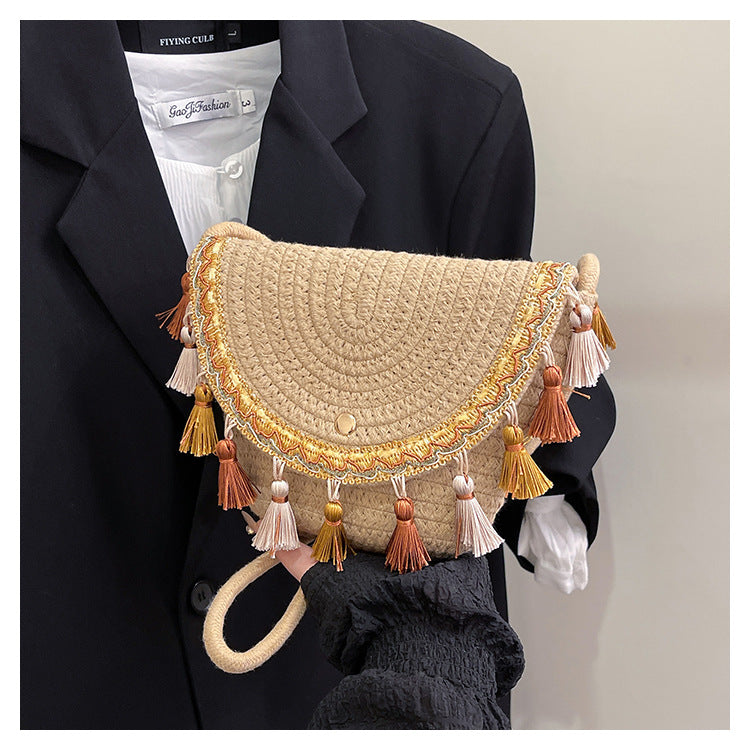 Woven Tassel Single Shoulder Crossbody Bag