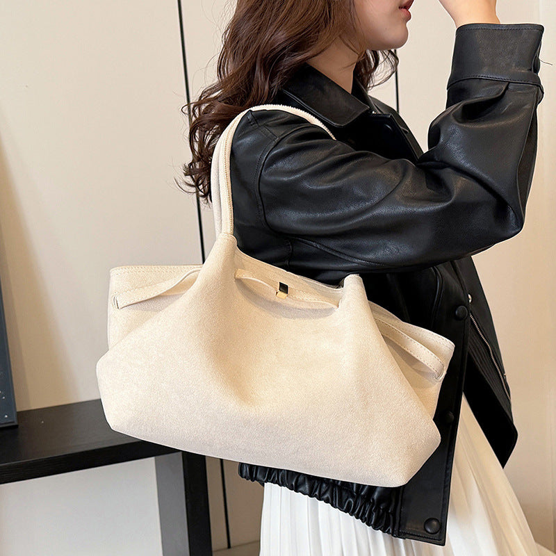 Soft Suede Tote with Chic Sculpted Silhouette