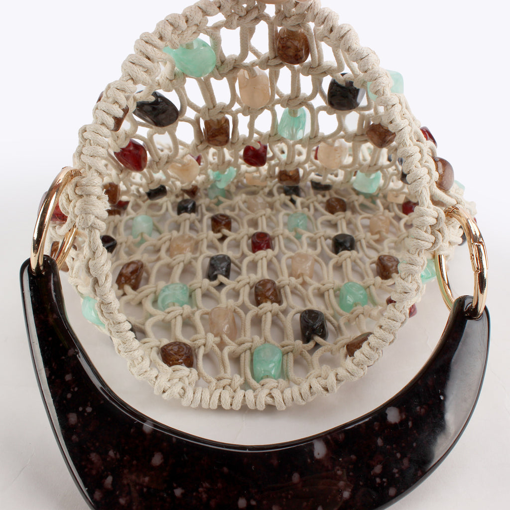 Boho Multicolor Handwoven Beaded Top-Handle Bag