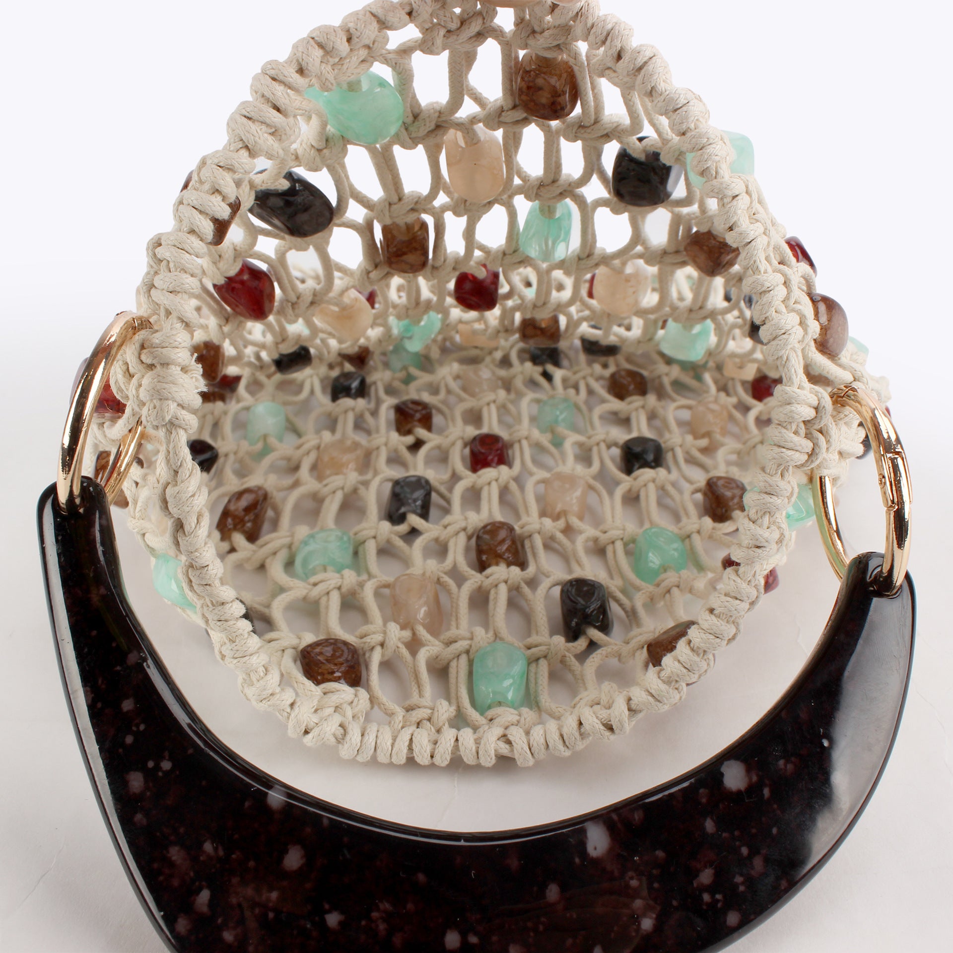 Boho Multicolor Handwoven Beaded Top-Handle Bag