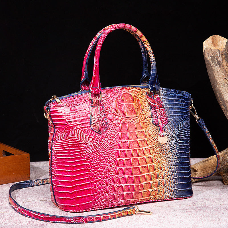 Portable Crossbody Retro Multi-Color Crocodile Pattern Bag