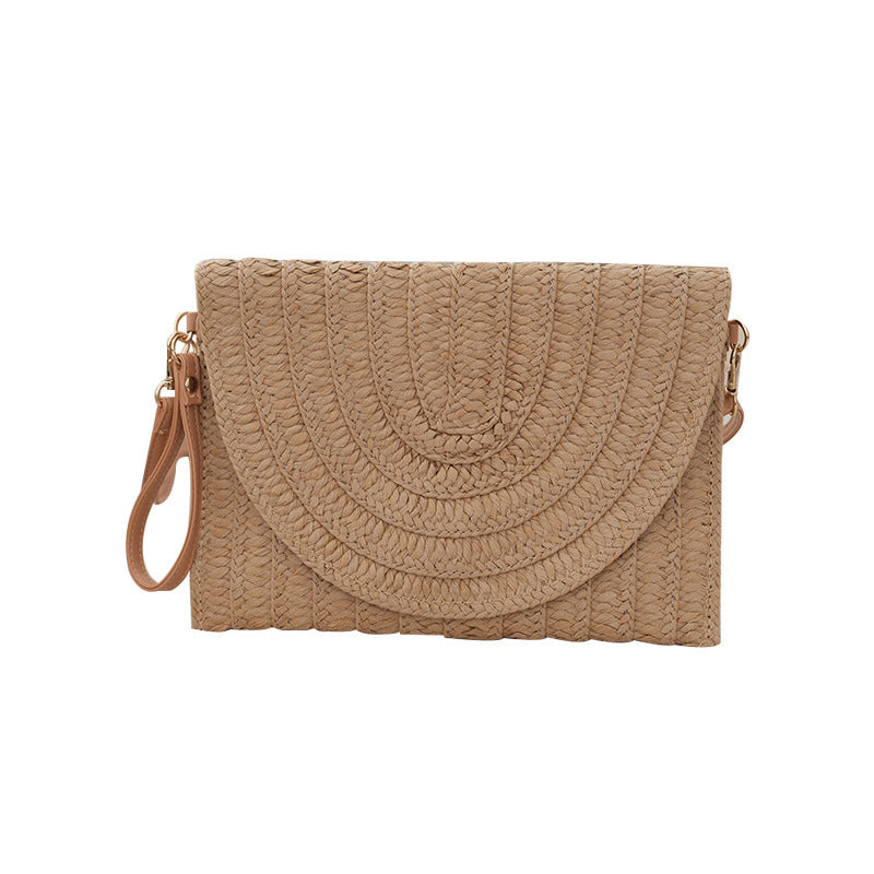 Corn Husk Straw Woven Large Capacity Beach Vacation Shoulder Tote Clutch Bag