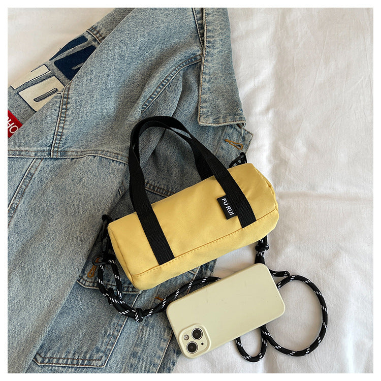 Oxford Cloth Mini Cylindrical Shoulder Bag