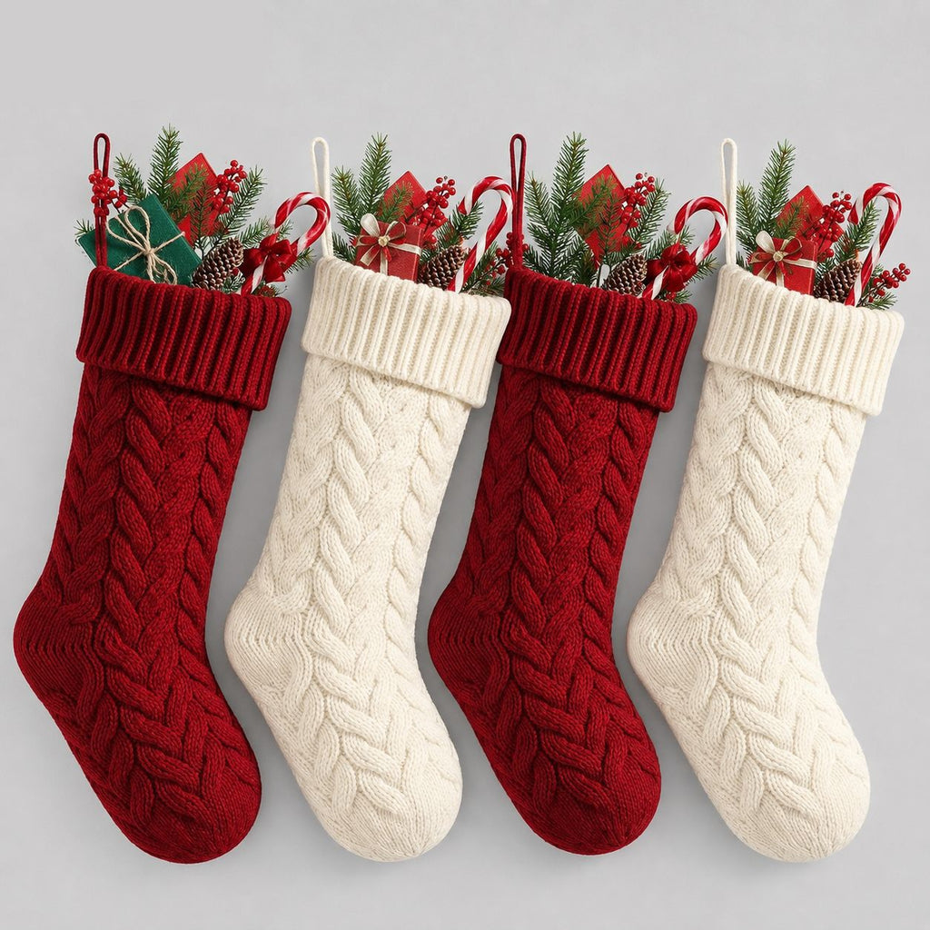 Multiple Styles Christmas Cable Knit Stockings