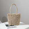 Women New Hollow Floral Straw Woven Shoulder Handheld Beach Bag